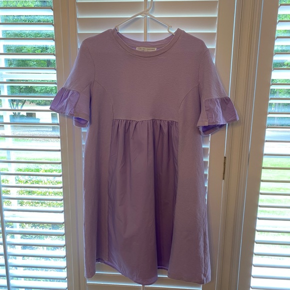 English Factory Solid Mini Dress, lilac, size large - Picture 3 of 7